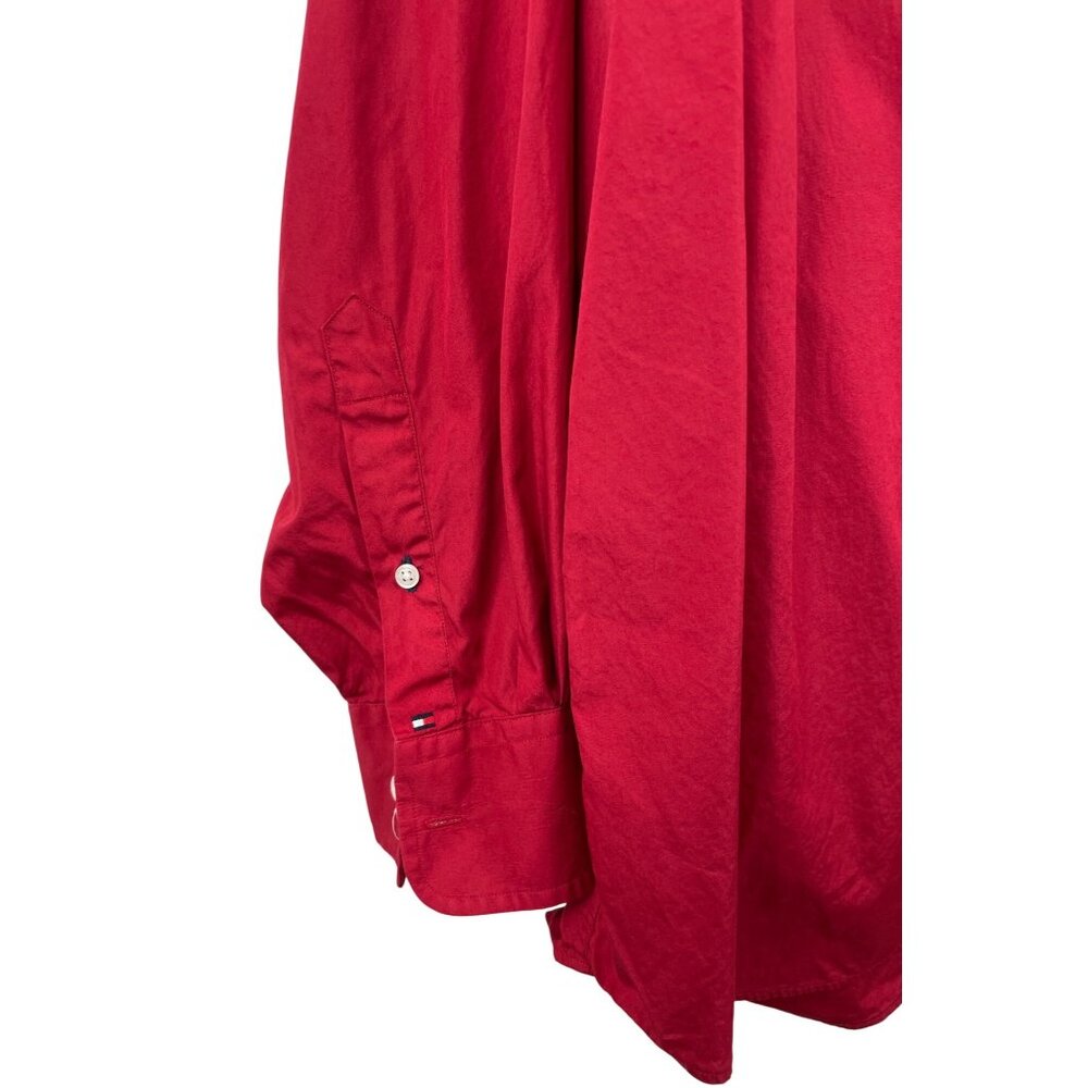 Tommy Hilfiger Red Button Up Dress Shirt Long Sleeve Mens Size 17 1/2-34-35 - Picture 4 of 8